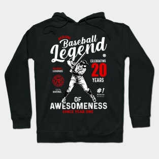 20th Birthday Gift Baseball Legend 70 Years Hoodie